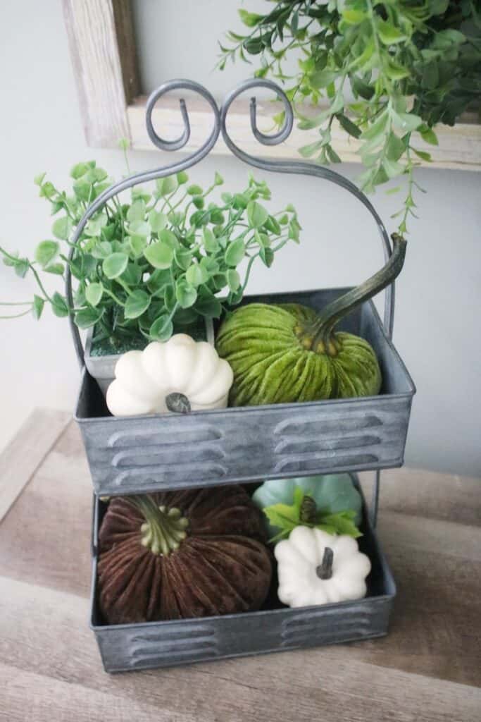 PUMPKINS IN TIERED TRAY