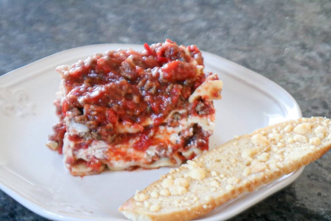 lasagna on white plate