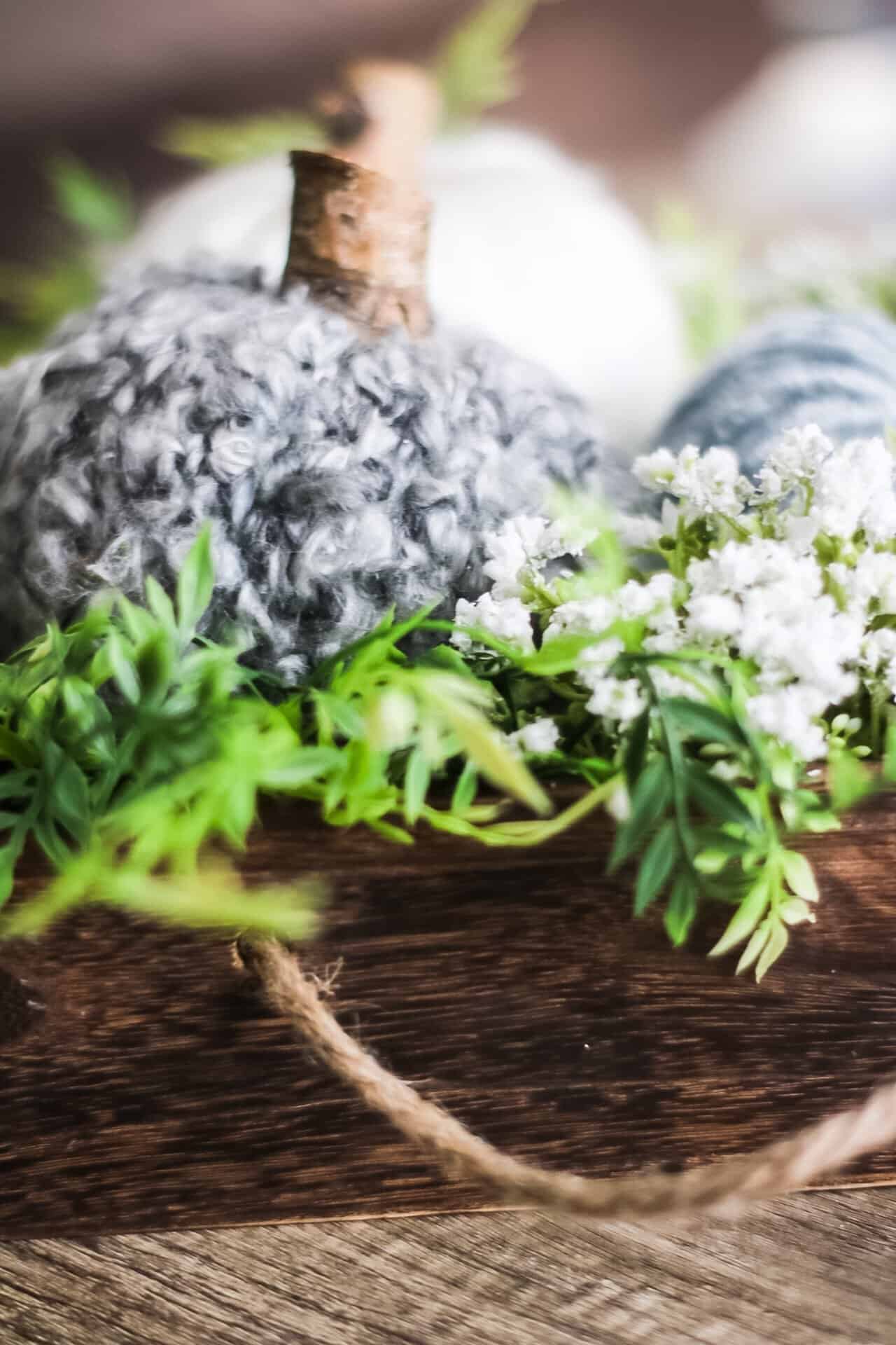gray yarn pumpkin