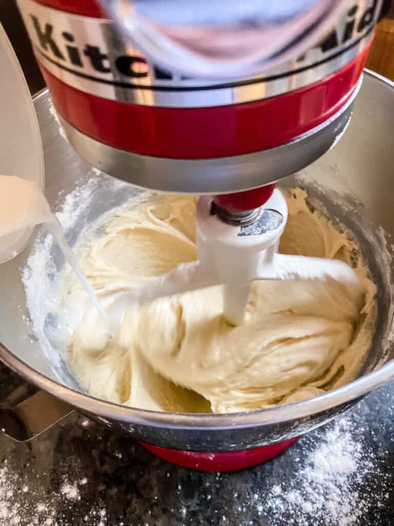 mixing blueberry muffin batter