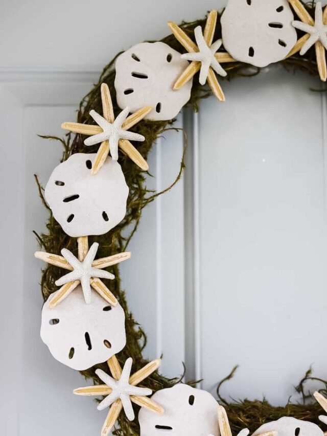 coastal summer wreath with starfish and sandollars