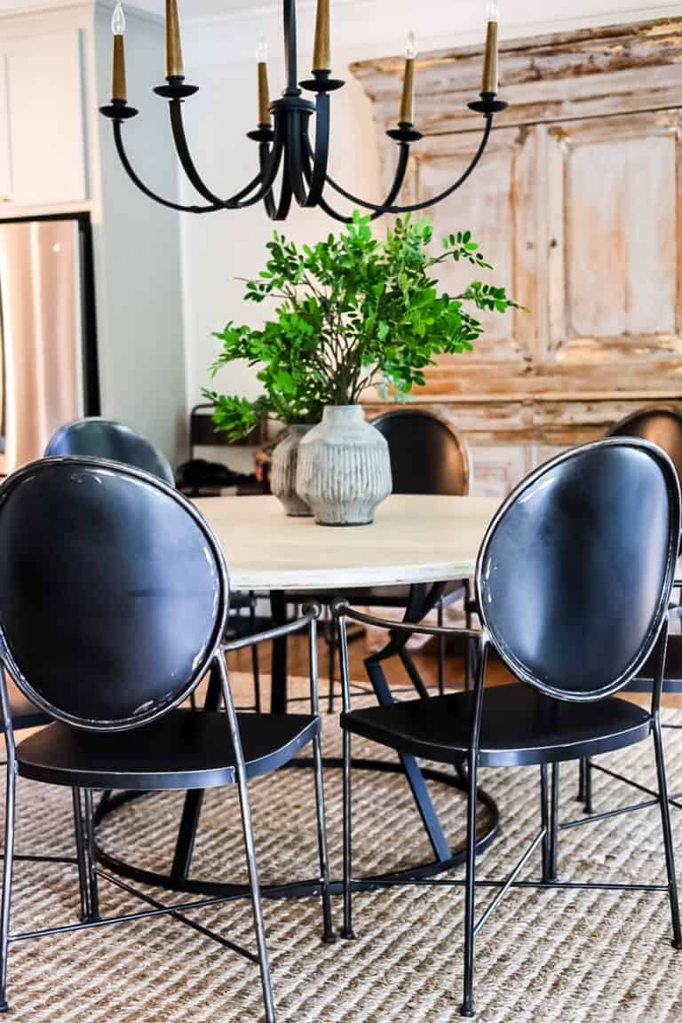 dining table with black chairs