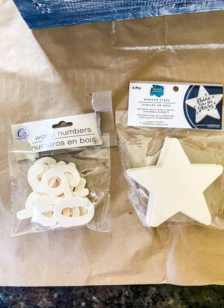 wood numbers and stars