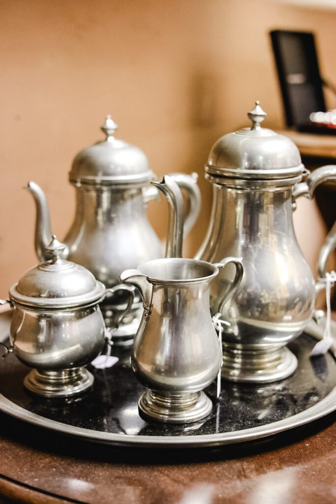 pewter tea set