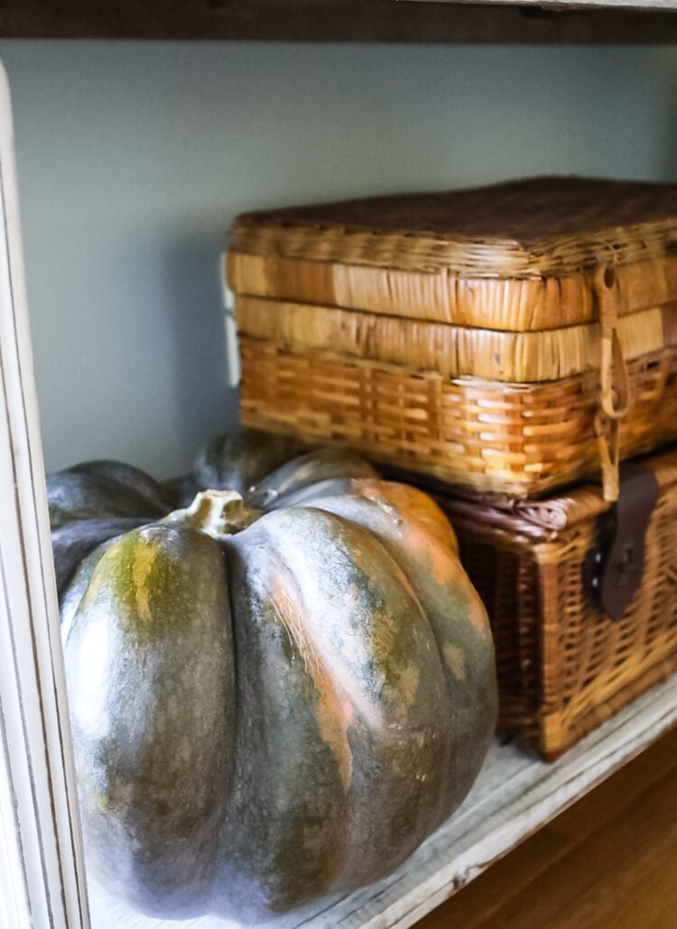 cinderella pumpkin and wicker picnic baskets