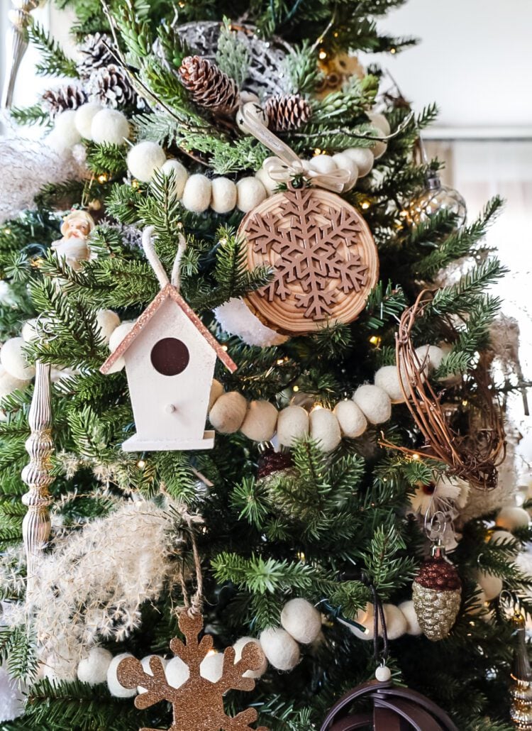 Wood Slice Ornament, Winter Trees 