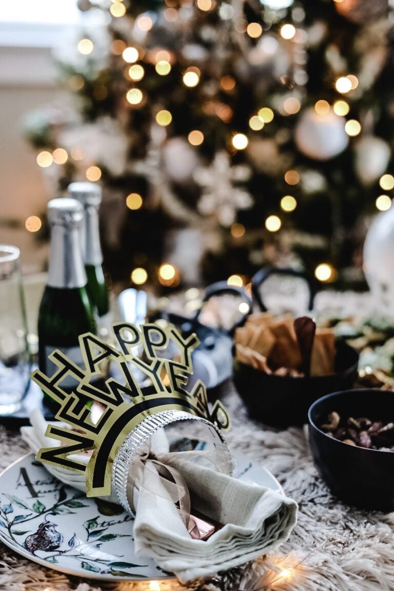 a table set up for New Year's Eve Party