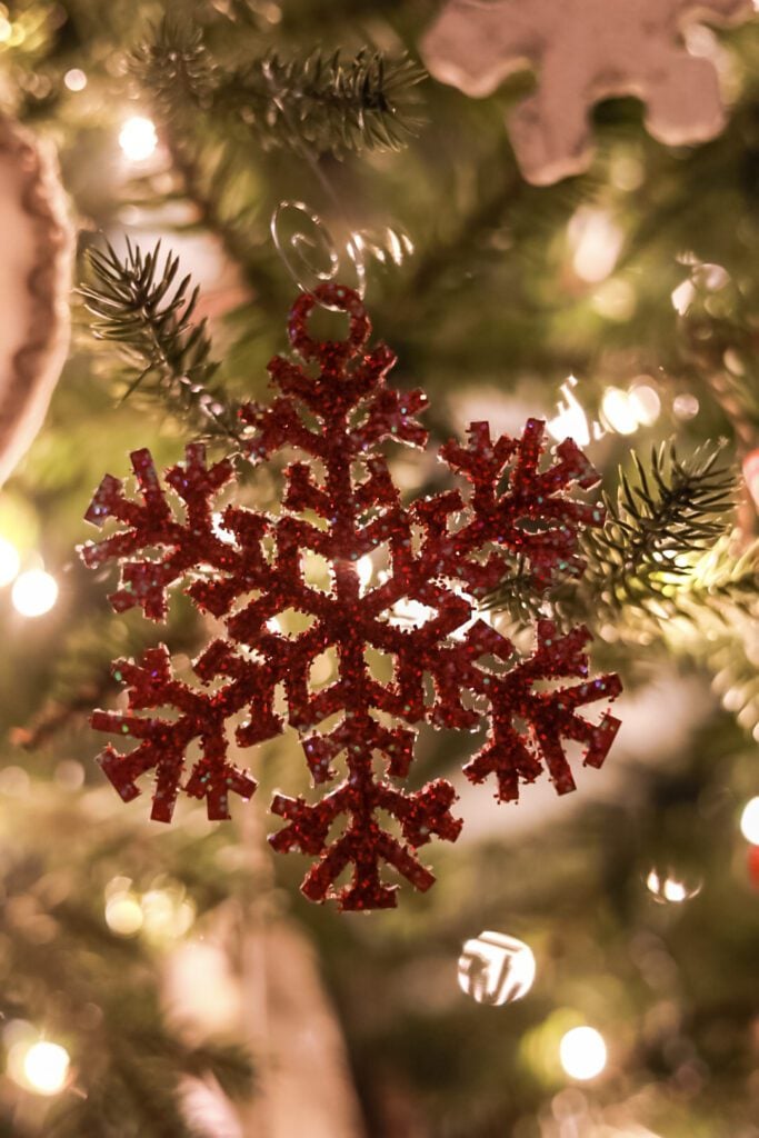 red snowflake ornament