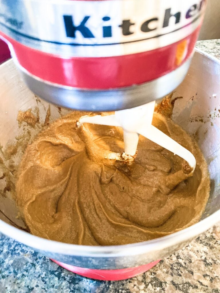 creaming ingredients in a kitcheaid mixer