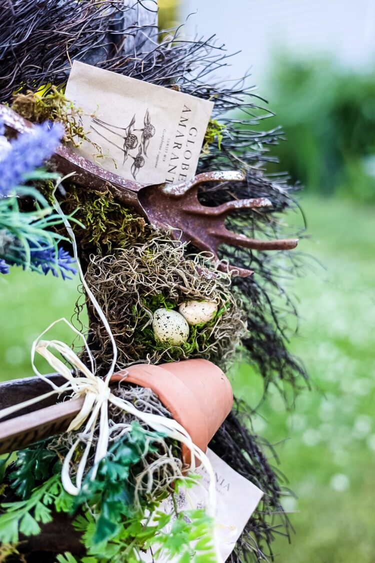 closeup of a garden wreath