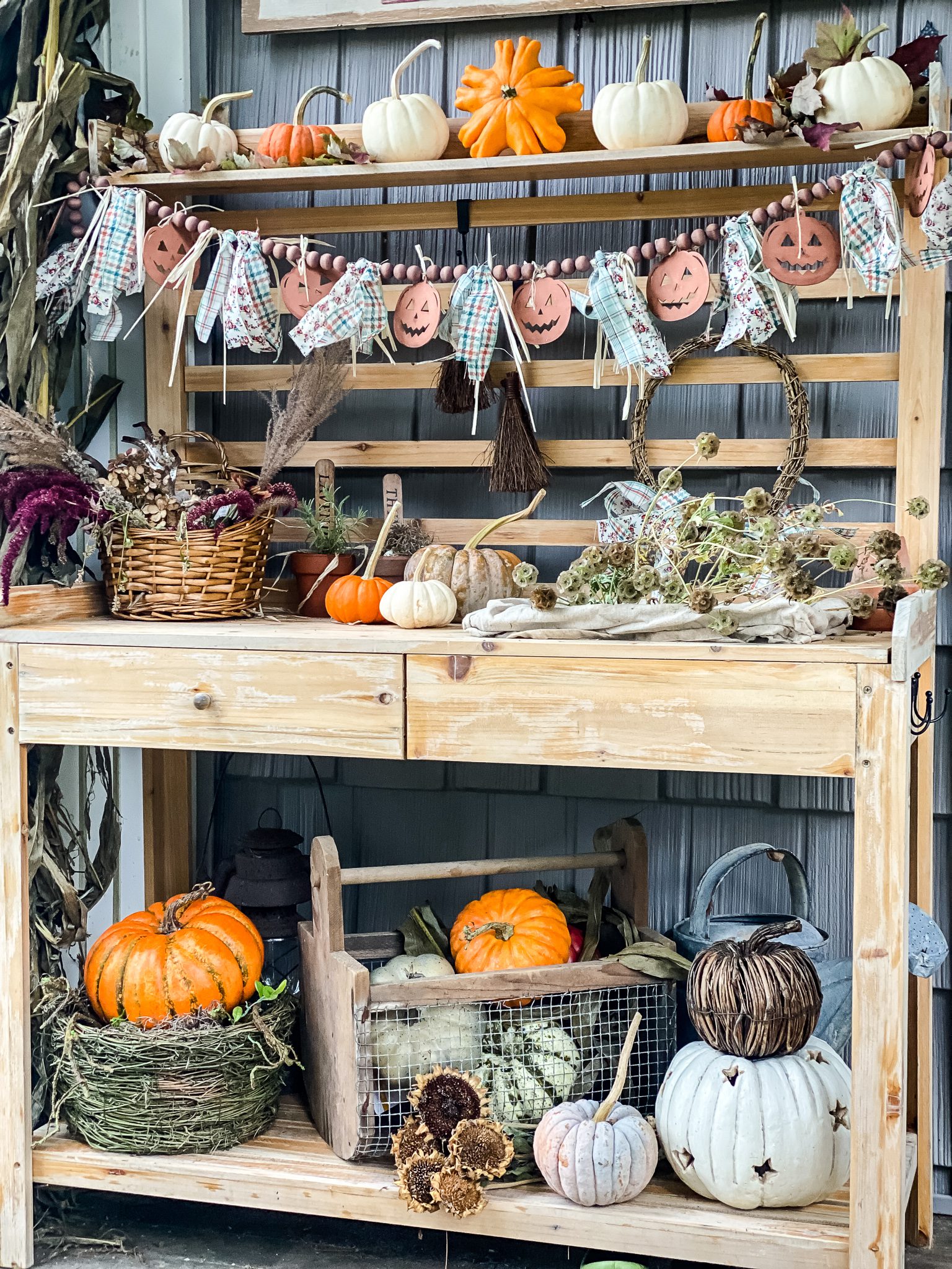 Fall Decorating with Pumpkins on the Front Porch Cottage On Bunker Hill