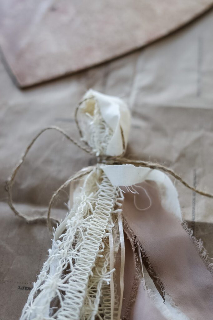 tying ribbons with jute twine