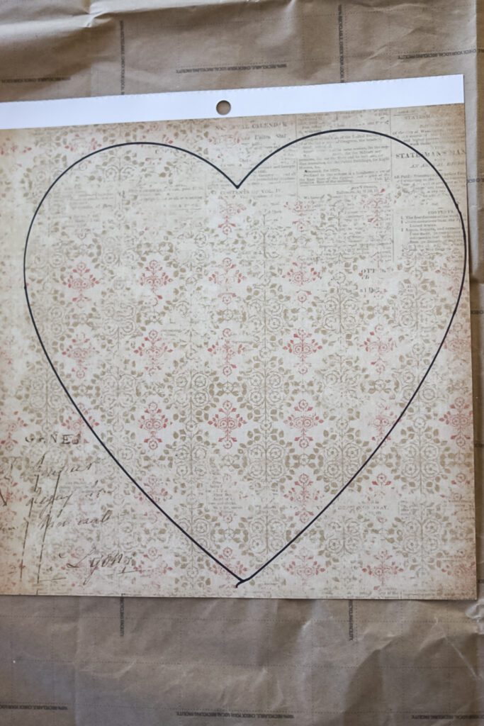 outline of heart on scrapbook paper