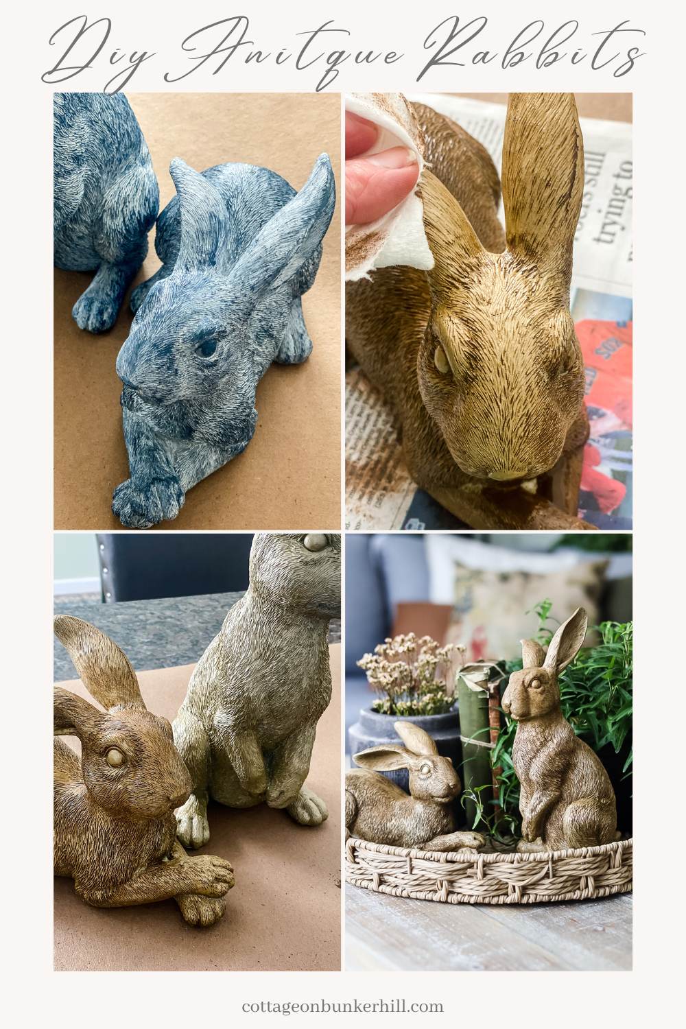How to Fake Antique Gold Bunny Rabbit Statues - Cottage On Bunker Hill