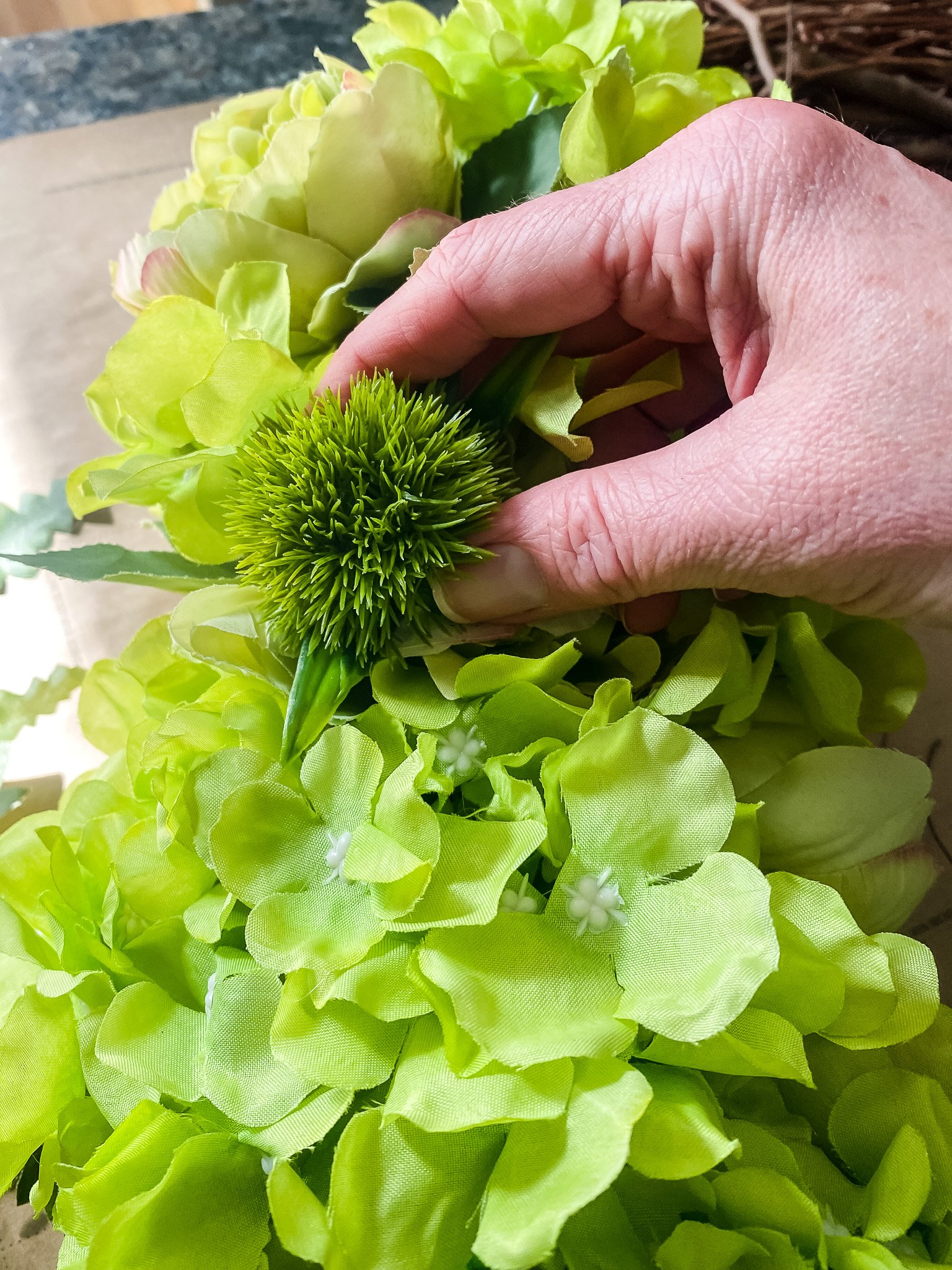 Easy DIY Floral Wreath Tutorial with Green Artificial Flowers Cottage