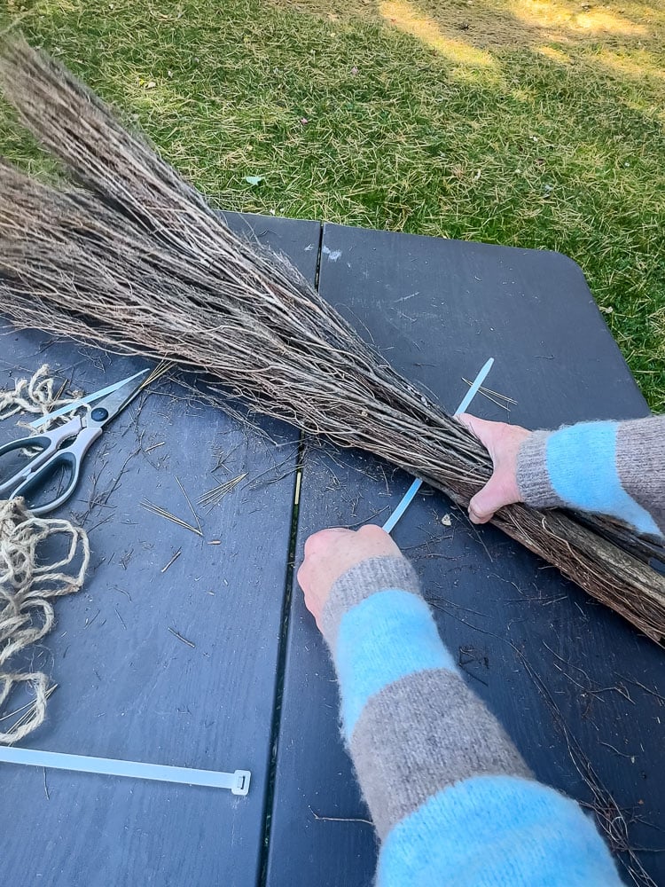 making a witch broom from cinnamon brooms