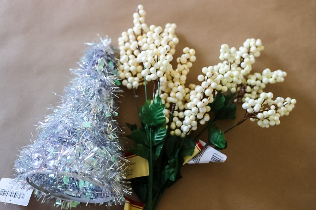 How to Make Gold Berry Topiary Trees from Dollar Tree Tinsel Trees