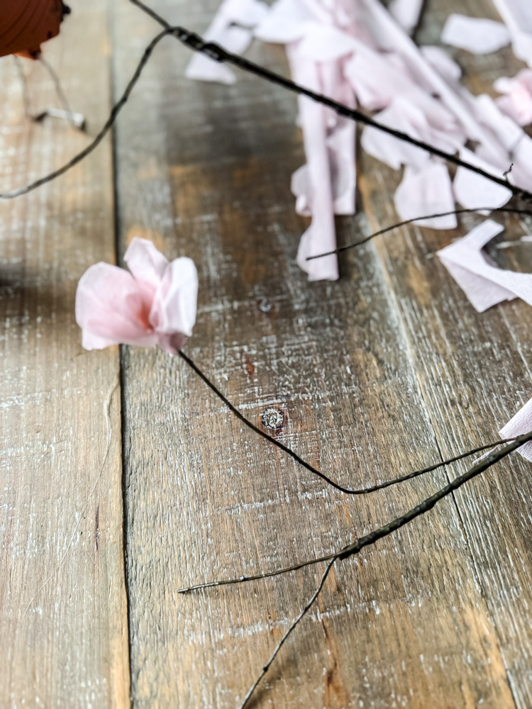 making paper cherry blossom branches