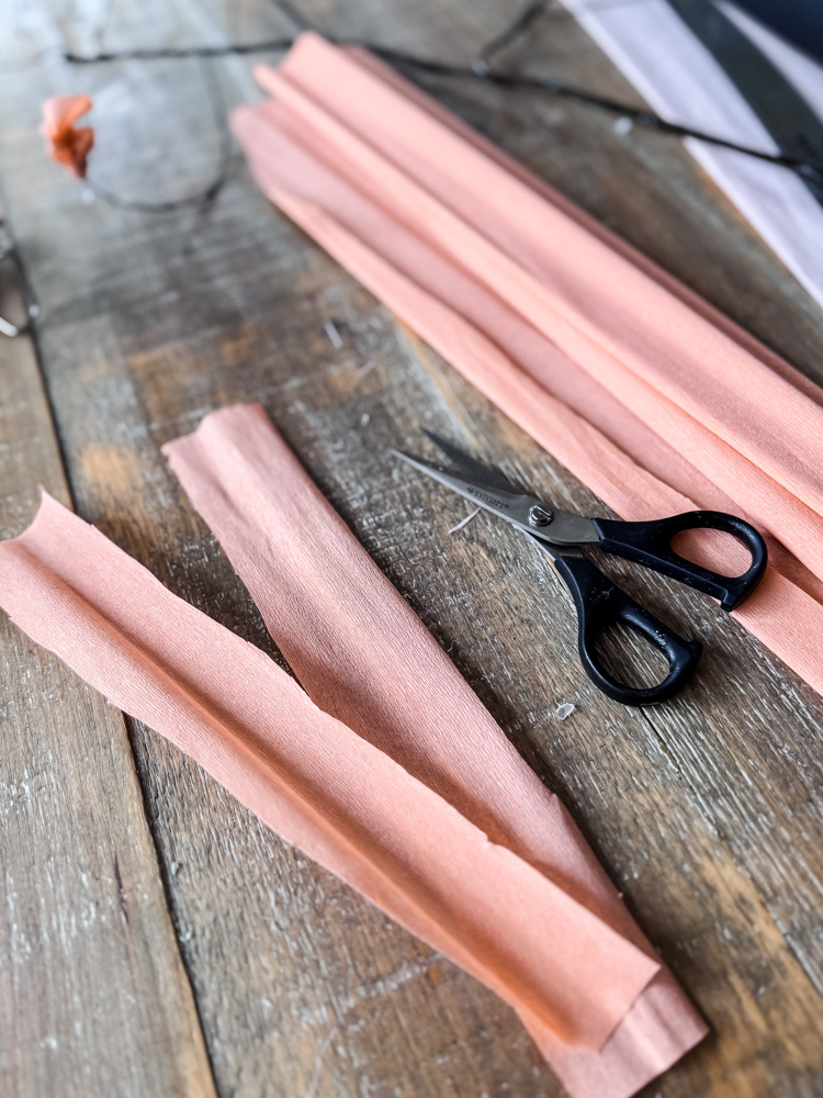 peach crepe paper strips