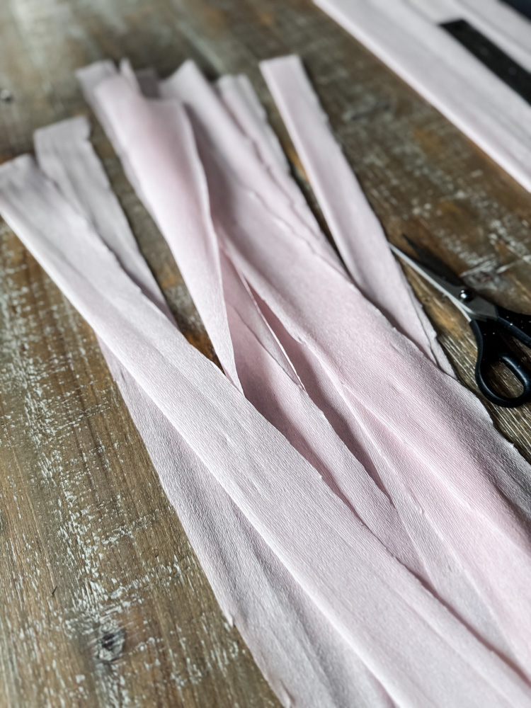 pink crepe paper strips