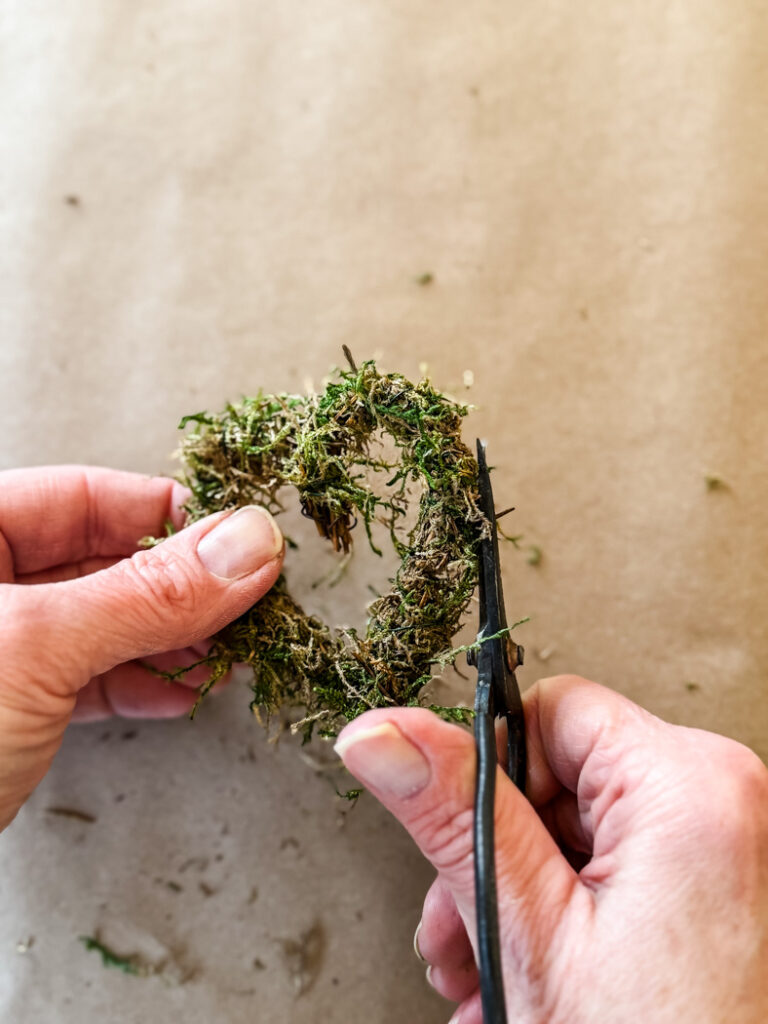 grapevine mini heart covered with moss