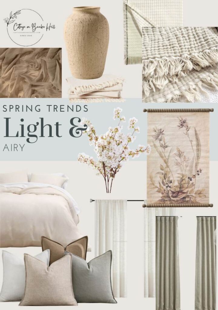 spring trends collage of light and airy home decor accents