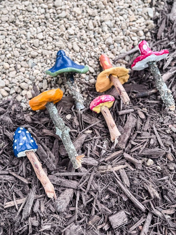 clay colorful fairy garden mushrooms