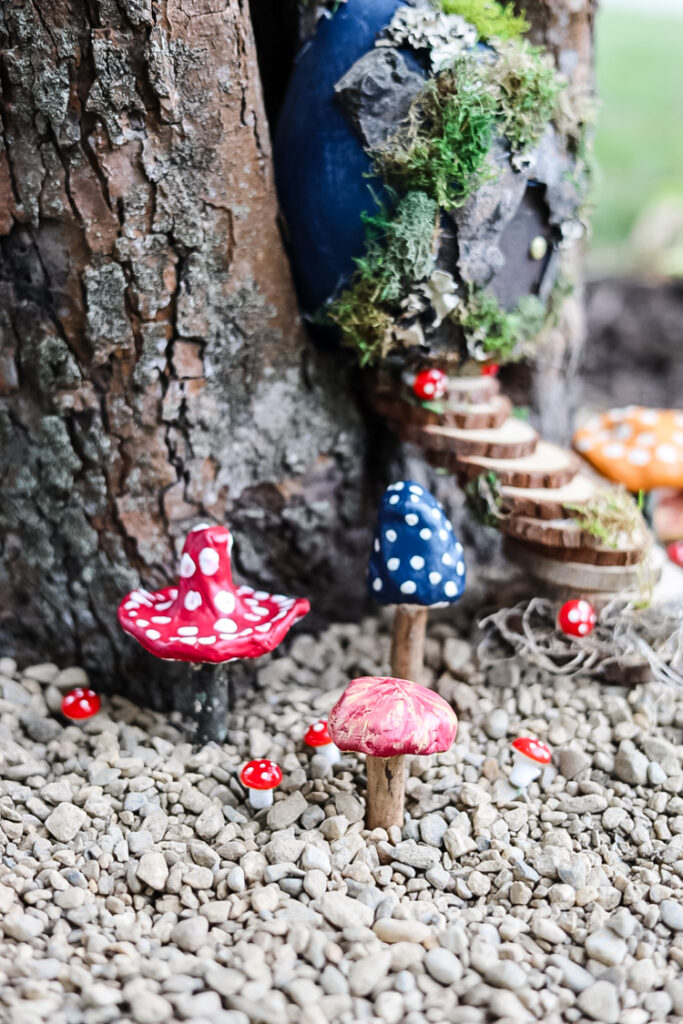 fairy garden with clay. mushrooms