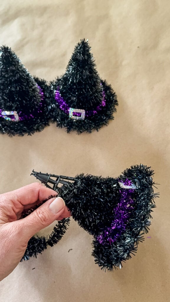 tinsel witch hats from Dollar Tree