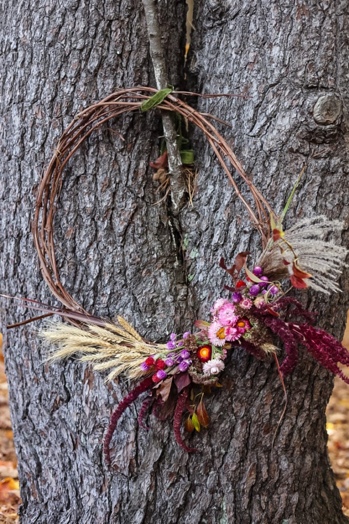 asymetrical flower wreath