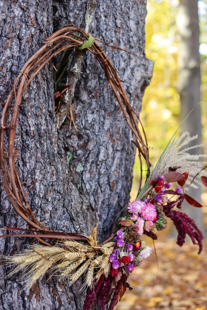 wreath hanging on tree