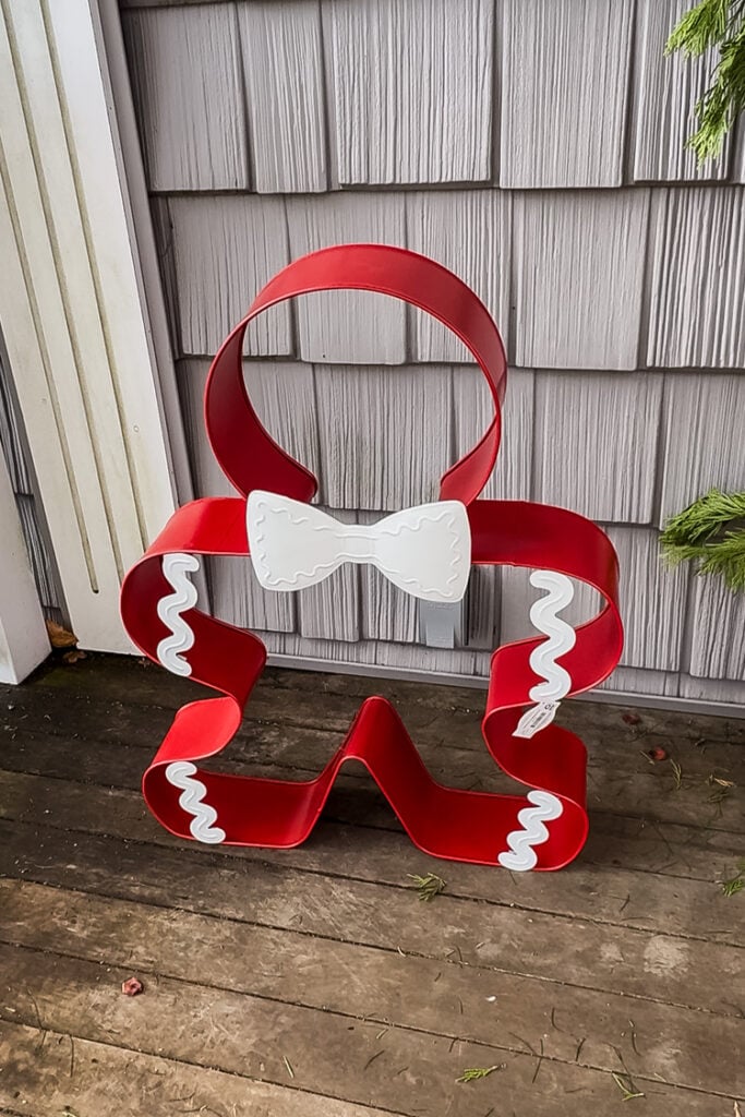 giant red metal gingerbread cutout decor