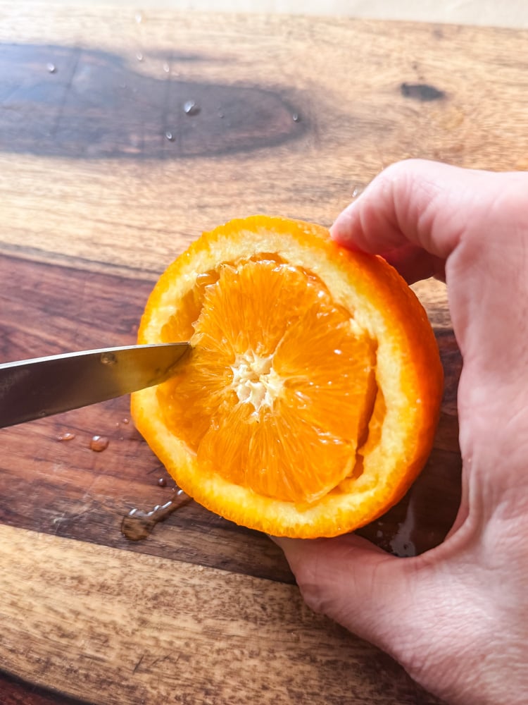 hollowing out an orange