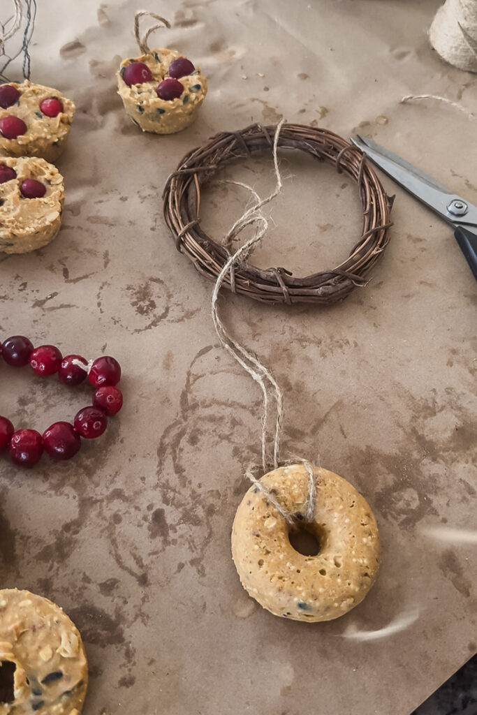making a bird food hanger