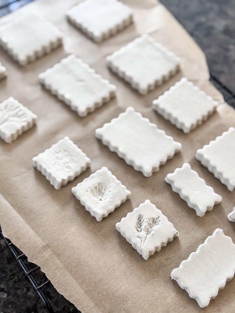 air dry clay postage stamp shaped cutouts