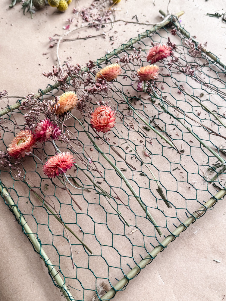 dried flowers on frame