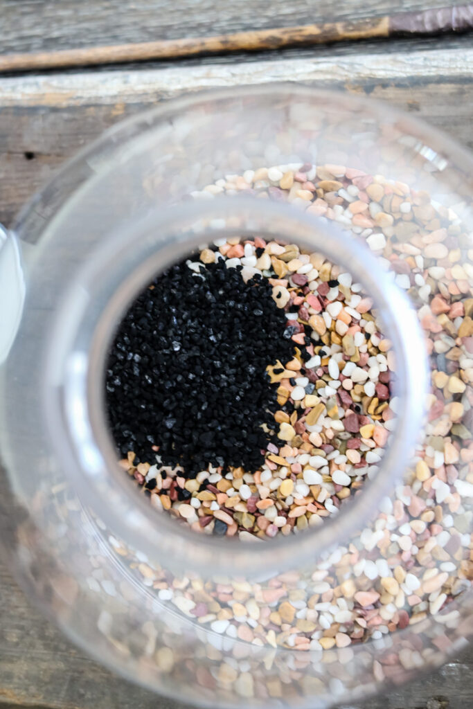 making a terrarium and adding charcoal