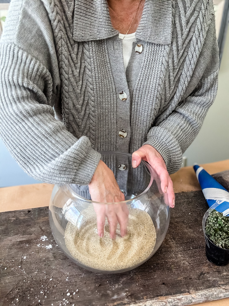 building a terrarium and adding sand
