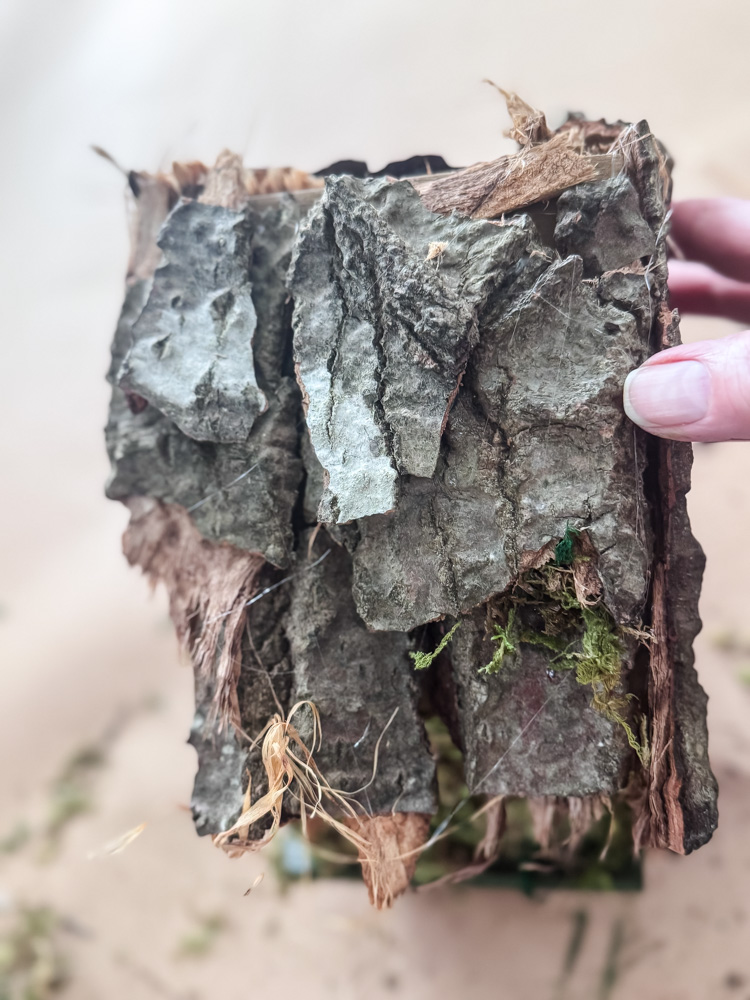 a diy craft birdhouse being made