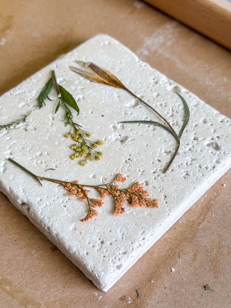 tile coaster with flowers