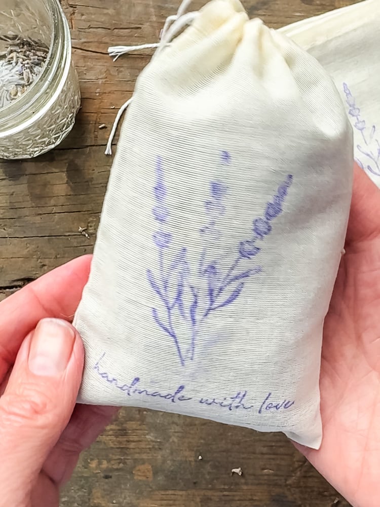 lavender sachet in woman's hands