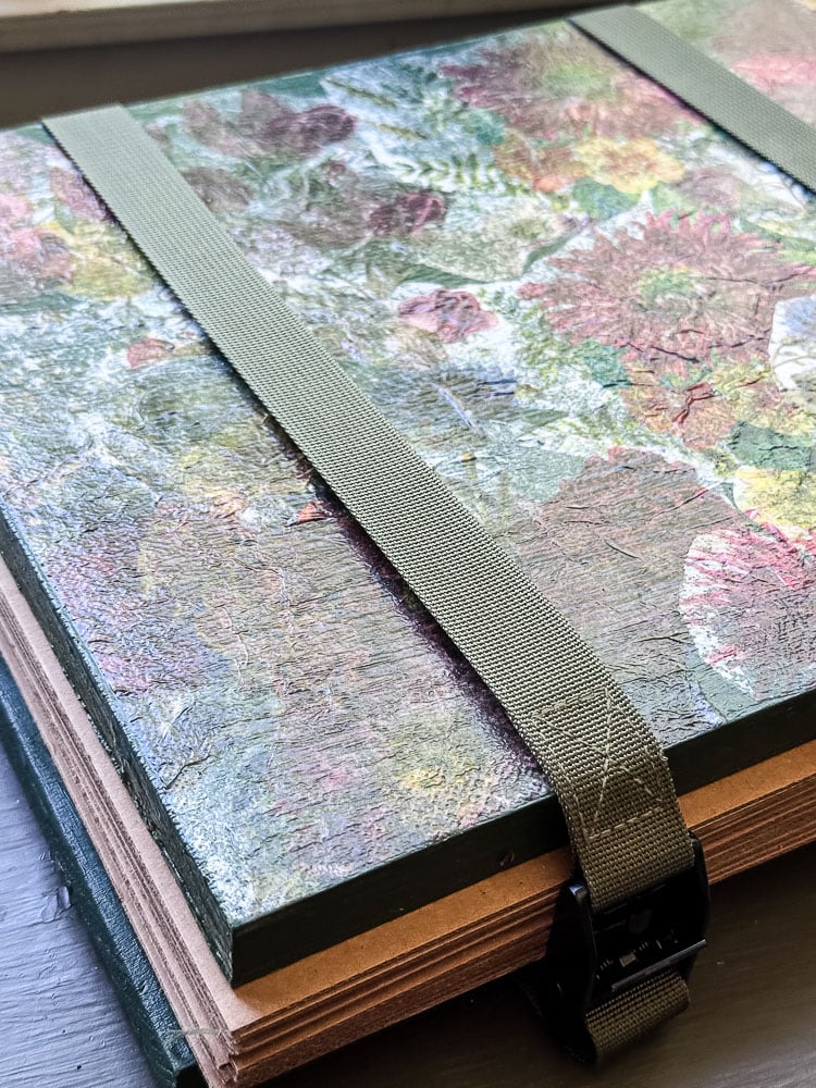 close up view of corner of flower press