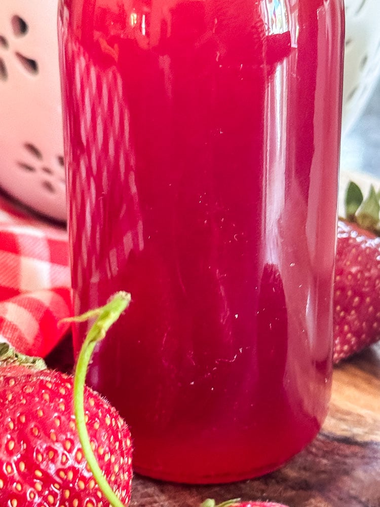 strawberry syrup in a bottle