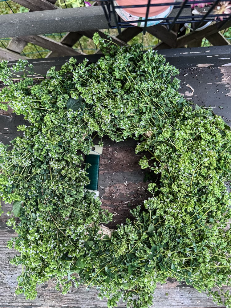 herb wreath made with oregano