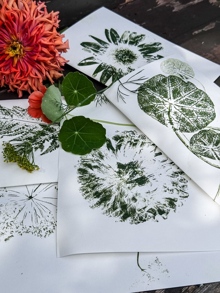 green botanical ink prints