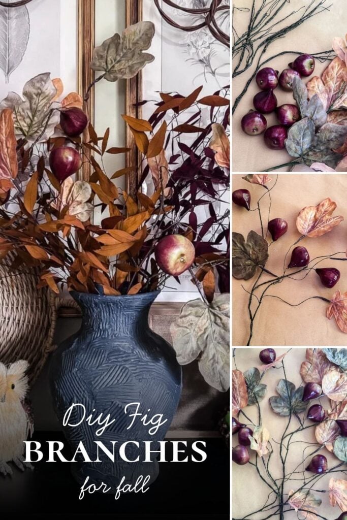 a collage of images of fig branches for fall
