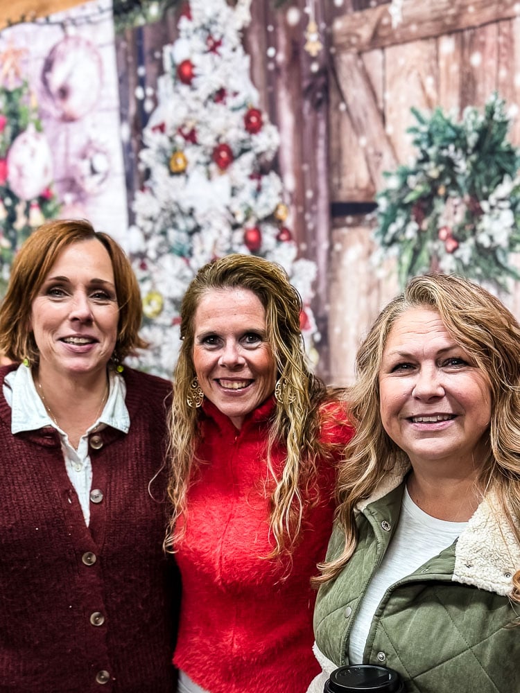 3 women with a holiday background