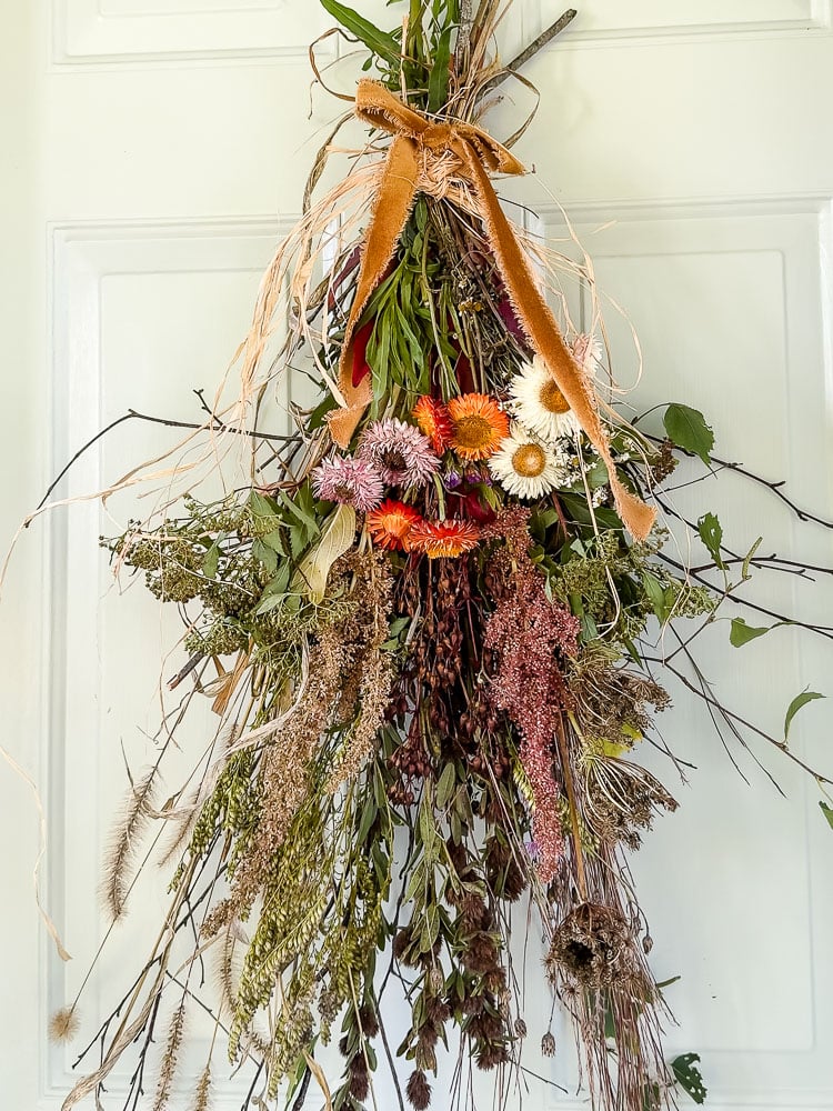fall door swag made from foraged materials
