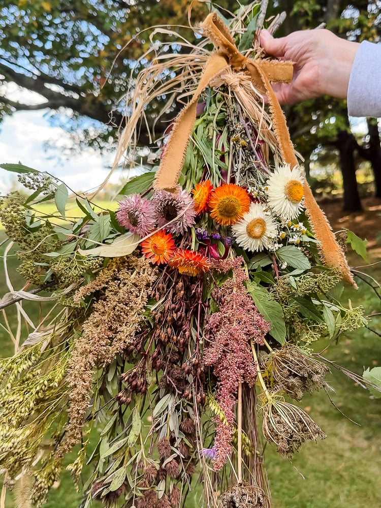 foraged fall door swag